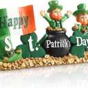 Fumete st Patricks Day Decorations Leprechaun Figurines Resin Saint Patrick's Day Green Shamrock Decorations Spring Figurines Home Decor for Household Office