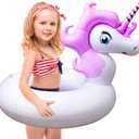 Unicorn Pool Float, Pool Floats for Kids Inflatable Unicorn Float for Pool Kids Floaties Swim Rings Summer Toys for 5 10 Year Old Girls Boys Toddlers Child Floating Tubes