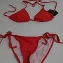 Women Two Piece Swimsuit Sexy Swimwear Halter String Triangle Bikini Sets (Medium, Red)