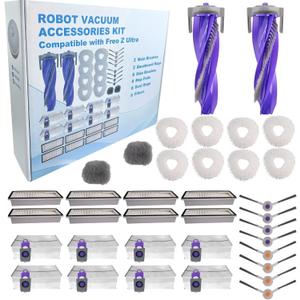 Replacement Accessories Parts Kit Compatible with Narwal Freo Z Ultra - Includes 8 Dust Bags, 8 Mop Pads, 8 Filters, 8 Side Brushes, 2 Rubber Main Brushes,2 Baseboard Rags