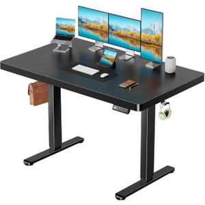 Marsail 55 x 30 Electric Standing Desk with One-Piece Desktop, Sit Stand Desk with Thickened Tabletop, Height Adjustable Stand Up Desk with Cable Management for Home Office(Frame+Desktop, 2 Packages)