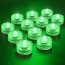 HL Submersible LED Light,Green Small LED Light,100 Hours Waterproof Flameless Led Lights Battery Powered for Wedding Home Vase Festival Party Decoration 12pcs (Built-in 24 Batteries) (12pack)