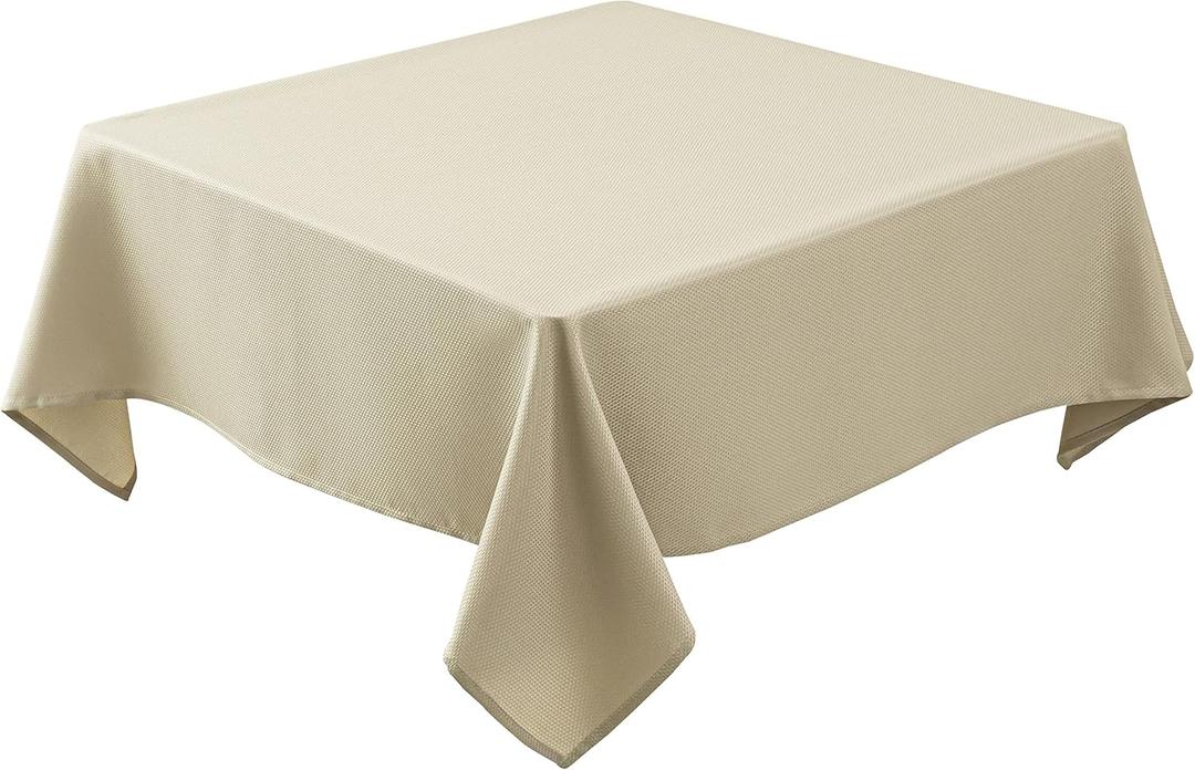 Biscaynebay Textured Fabric Square Tablecloths 70x70 Inches, Natural Water Resistant Spill Proof Card Table Cloth Folding Table Cover for Dining, Kitchen, Wedding and Parties, Machine Washable