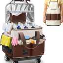 Ytonet Large Cleaning Caddy with 4 Spinner Wheels, Wearable Rolling Cleaning Caddy Bag with Cleaning Apron, Detachable Trolley Portable Cleaning Supplies Organizer Cart for Housekeepers, Car, Tool