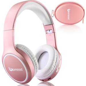 Bluetooth Headphones Over Ear, 70H Playtime and 3 EQ Music Modes Wireless Headphones with Microphone, HiFi Stereo Foldable Lightweight Headset, Deep Bass for Home Office Cellphone PC (Pink)