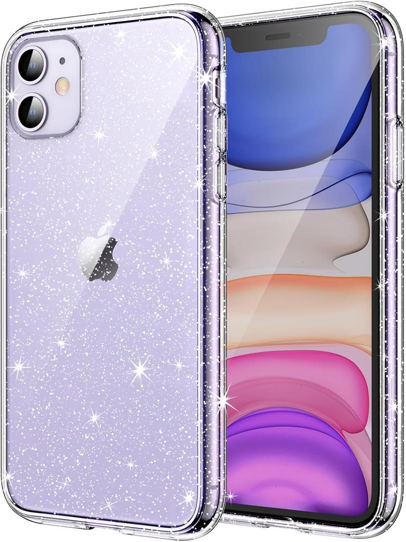 JETech Glitter Case for iPhone 11, 6.1-Inch, Bling Sparkle Shockproof Phone Bumper Cover, Cute Sparkly for Women and Girls (Clear)