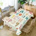 Baocicco Alphabet Rectangular Tablecloth for Kindergarten Dining Table Decor ABC Washable Table Cover for Nursery Table Boy Girl Birthday Table Educational Party Table Cover Indoor Outdoor 60x84 Inch (Multi Color)