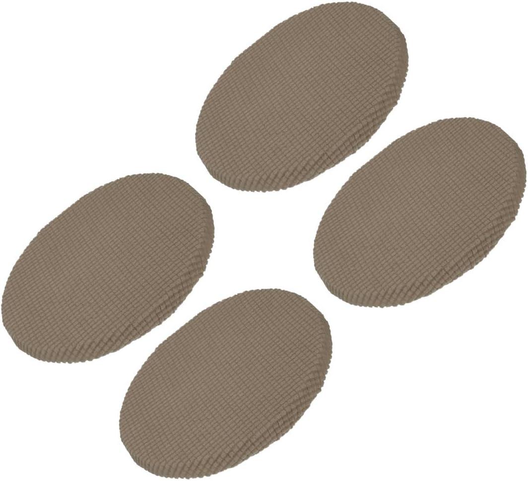 Round Bar Stool Covers - 4 Packs Anti-Slip Washable Elastic Soft Seat Slipcovers Fits for Bar Chair Stool - 11 Inch-16 Inch Dia, Coffee