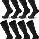Duufin 8 Pairs Soccer Baseball Softball Football Socks for Youth Boys Girls Kids Unisex Knee High Athletic Socks (10-15 Years, Black)