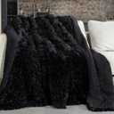 Pawque Faux Fur Blankets Twin Size 60x80 Inches, Soft Fuzzy Fluffy Blanket, Warm Thick Sherpa Long Hair Shag Reversible Lightweight Cozy Throw for Bedroom Sofa Couch, Black