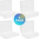4-Pack Clear Hinged Plastic Containers, Keepsake Storage Boxes, 7"L x 5"W x 1.75"H, Made in USA, Plastic Display Case, Bead Storage or Craft Organizers and Storage Container