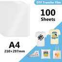 DTF Transfer Film - A4 Direct-to-Film Matte Clear Pretreat Sheets for T-Shirts Printing, PET Heat Transfer Paper for Epson Inkjet Printer DTG Printer, DIY Dark or Light Colors Fabric (A4 100 Sheets)