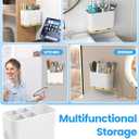 Toothbrush and Toothpaste Holders for Bathrooms Countertop - Detachable 5 Slots Kids Electric Toothbrush Holders Set Wall Mounted with Removable Dividers for Bathroom Decor and Accessories Organizer