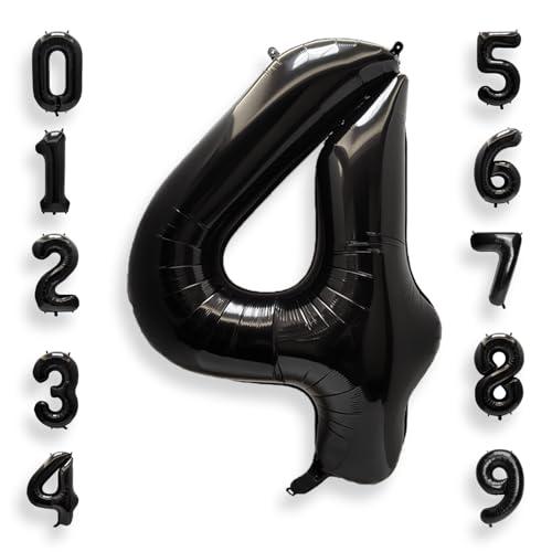 AULE 40 Inch Big Black 4 Balloon Number Large Foil Helium Number Balloons 0-9 Jumbo Giant Happy 4th Birthday Party Decorations for Boy or Girl Huge Mylar Anniversary Party Supplies