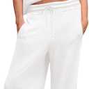 Fisoew Womens 2 Piece Outfits Casual V Neck Shirts Wide Leg Running Long Pants Loose Workout Tracksuit Sets (White, S)