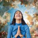 10x6.5ft Vinyl Photo Backdrop Religion Fresco Photo Background Angels and Devils Chapel Ceiling Painting Wallpaper Decoration Religious Activity Baby Children Adults Portrait Prop