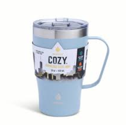 MannaCozy™ Stainless Steel Coffee Mug - Blue Splatter, 18 oz 