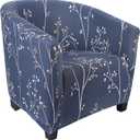 SearchI Club Chair Slipcover Stretch Barrel Chair Covers Printed Tub Chair Slipcovers Spandex Armchair Sofa Cover Removable Couch Furniture Protector Arm Chair Cover for Living Room(Grey Blue+Leaves)