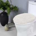 Home Weavers Luxury Collection 18" x 18" Toilet Lid Cover 100% Cotton, Ivory, Tufted, Soft & Absorbent, Non-Slip, Machine Washable Bathroom Lid Cover Mat