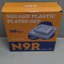 N9R 60PCS White Square Plastic Plates, 30 Dinner & 30 Dessert Plates Heavy Duty, Fancy Disposable Plates for Party, Wedding and other Events