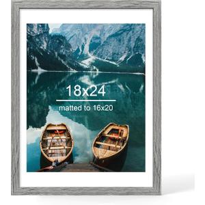 Hongkee 18x24 Picture Frame, Rustic Grey Wood Style, Wall Mounting
