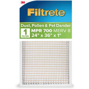 Filtrete 24x36x1 AC Furnace Air Filter, MERV 8, MPR 700, Tough on Pollen, Easy on Airflow, 3-Month Pleated 1-Inch Electrostatic Air Cleaning Filter, 4-Pack (Actual Size 23.81 x 35.81 x 0.65 in)