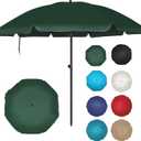 6.5ft Patio Umbrella with Push Button Tilt & Height Adjustable, UV50+ Sun Protection with Sturdy Fiberglass Ribs & Iron Pole, Market Umbrella for Outdoor Table Garden Backyard Beach