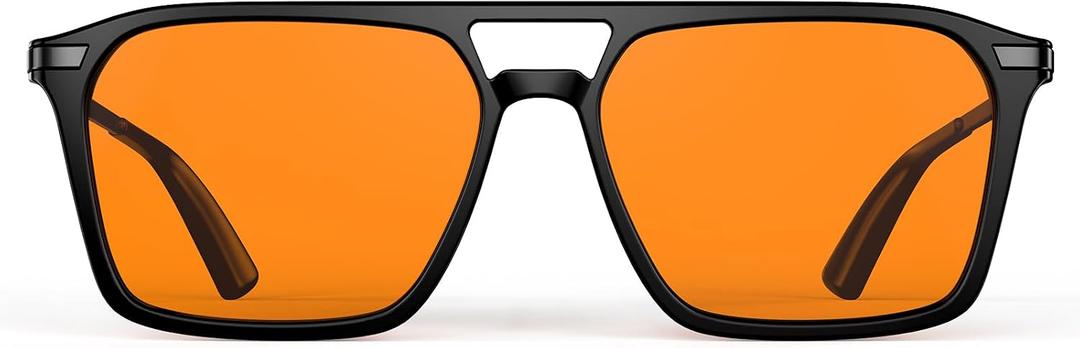 Goiteia Orange Blue Light Blocking Glasses-Retro 70s Blue Light Glasses for Men Women, Easier Sleep and Migraine Relief (Black)