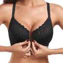 HACI Women's Front Closure Bra Underwire Unpadded T-Back Plus Size Lacy Full Coverage Racerback T-Shirt Unlined