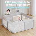 Baby Playpen with Mat Small Playpen for Babies and Toddlers 50 x 50 inch Baby Fence Playards, Gray