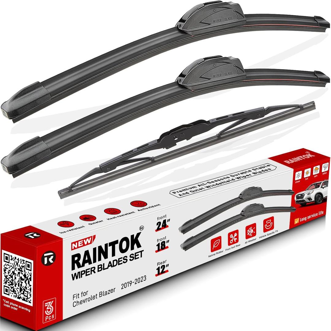 Windshield Wiper Blades Replacement for Chevy Chevrolet Blazer 2019 2020 2021 2022 2023 Original Factory Quality Front Rear Wipers Blade Set for My Car - 24" 18" 12" (Pack of 3)