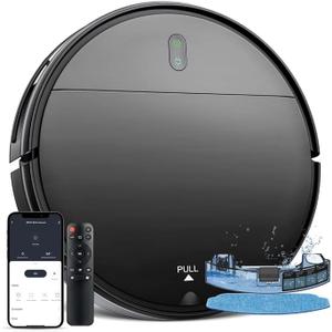 BR151- Robot Vacuum Cleaner, 2 in 1 Robot Vacuum and Mop Combo, with WiFi Connection for Pet Hair, Hard Floor