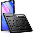 Poetic TurtleSkin Case for Samsung Galaxy Tab S10 FE Plus (2025 Release) 13.1 inch Case with S Pen Holder, Heavy Duty Shockproof Kids Friendly Protective Silicone Cover, Black