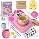 Pottery Wheel for Kids, Girls Arts and Crafts Toys for Kids Ages 812,Pottery Craft Kit with 3 Pack AirDry Clay, Art Supplies for Kids Toys Girls Birthday Gift for 6 7 8 9 10 11 12+ (Pink)