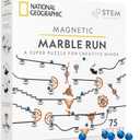 National Geographic Magnetic Marble Run - 75-Piece STEM Building Set for Kids & Adults with Magnetic Track & Trick Pieces & Marbles for Building A Marble Maze, STEM Project