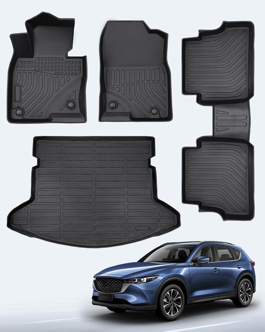 Weather Liner for Mazda CX5 Floor Mat 4 PCS, All Weather Floor Liners Custom Fit for Mazda CX-5 2025 2024 2023 2022 2021 2020 2019 2018 2017 Full Set Front Rear Cargo Seat for CX5 Accessories