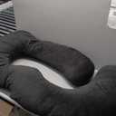 ALLOPERA Pregnancy Pillow, Full Body 57 Inch Maternity Pillow with Removable Washable Cover - Sleep Support for Legs, Back, Neck, Shoulder, HIPS, Belly for Pregnent Women, Black Grey Velvet Cover