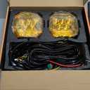 Auxbeam Cube-Z Series 4" Led Pods Lights with Amber Covers, 112W 12800LM Flood Spot Combo Offroad Driving Lights with DRL Turn Signal, Cube Ditch Light with DT Wiring Harness for Jeep ATV UTV, Pair