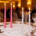 Set of 12 Bow-Printed Taper Candles 10 Inch - Smokeless, Dripless, Long Burn Time, White & Pink Decorative Candles for Wedding, Birthday, Dinner, Holiday Decor & Romantic Gifts