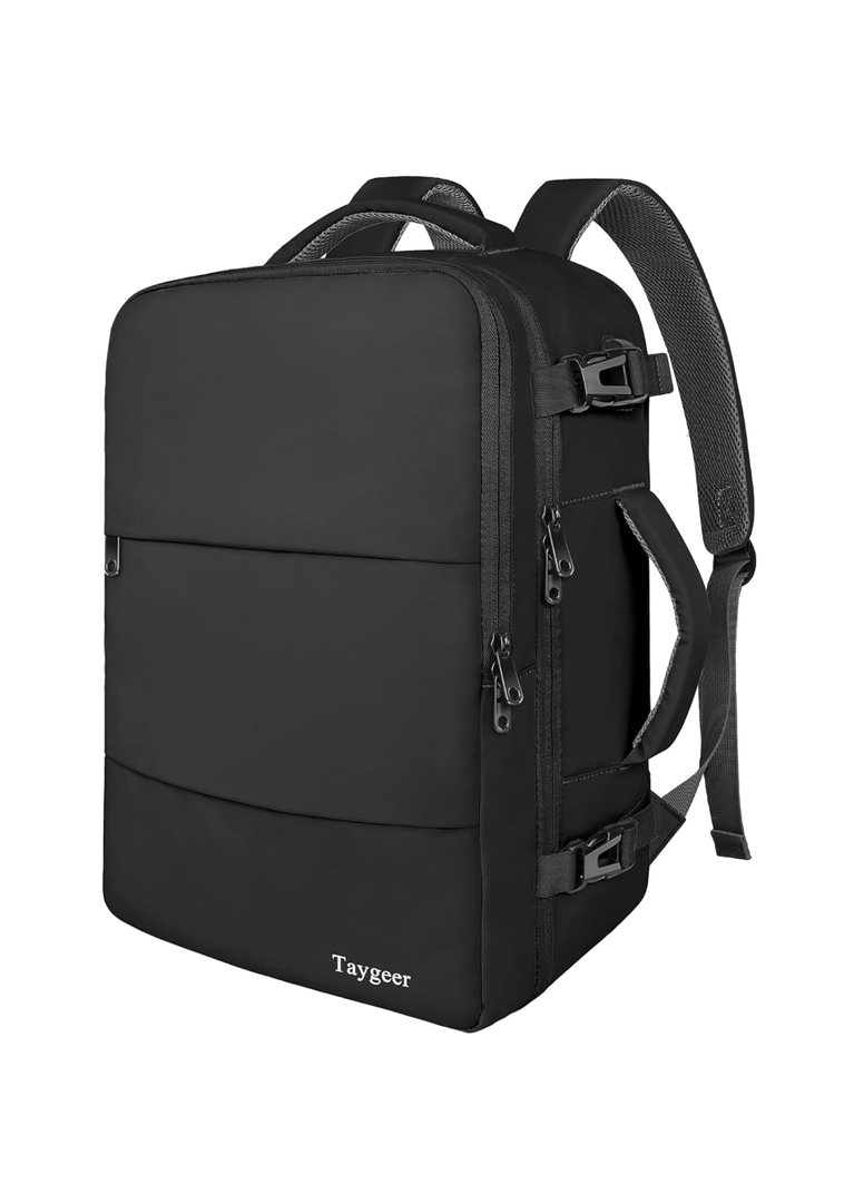Taygeer Travel Laptop Backpack for Men Women, Airplane Approved Travel Backpack Suitcase with Usb Charging Port, Lightweight College 35l Luggage Bag 15.6inch Laptop Mochila Gifts for Business,Black