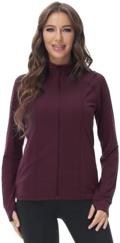COZZIPLUS Women Zip up Athletic Running Jacket Lightweight Workout Yoga Top with Thumb Holes and Pocket L