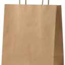 FACEBAG 50-Pack Brown Paper Bags with Handles Bulk, 8x4.25x10.5 Inches,Medium-sized Gift Bags with Handles for Party Favors，Take-Out，Grocery Shopping & Retail，Reusable & Durable