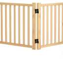 Wooden Freestanding Pet Gate Indoor, Nature Wood Dog Gates for Doorways, Unpainted Pet Gate for Stairs, 16.9" Height-6 Panels