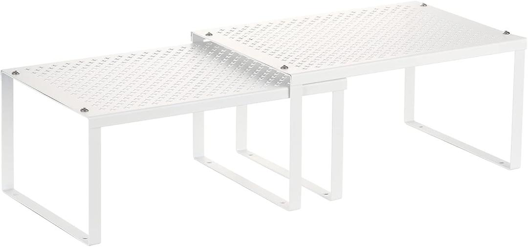NEX Kitchen Cabinet and Counter Pantry Shelf Organizer, Expandable & Stackable, White