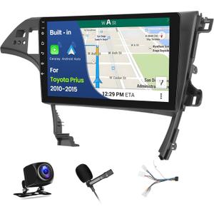 [2+64GB] Android 15 Car Radio for Toyota Prius 2010-2015 with Wireless Carplay Android Auto, 10 Inch HD Touchscreen Car Stereo with GPS WiFi Bluetooth FM/RDS EQ SWC 26UI Backup Camera MIC