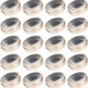 Art Secret 24 Pack 2 Ounce Screw Top Aluminum Tin Jar with Screw Clear Lid and Blank Labels, Refillable 60ml Metal Containers for Lip Balms, Candles, Salves, Spices, Crafts (Champagne)