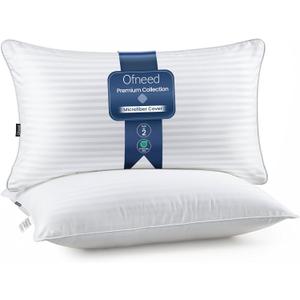 OFNEED King Size Pillows Set of 2 Down Alternative – Soft & Fluffy King Pillows 2 Pack with Soft & Brushed Cover, Hotel Pillows for Bed, Perfect Bed Pillows for Side and Back Sleepers, Size 20"x36"