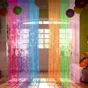 6 Pack Beaded Curtains Door 39 x 79 Inch Rainbow String Beaded Curtains for Doorway Glitter Shimmer String Panels for Room Divider Window Closet Party Wedding Boho Home Decor