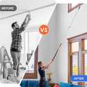 Dyna-Living 26FT Light Bulb Changer for High Ceilings with 5-20FT Telescopic Extension Pole, Light Bulb Removal Tool for High Ceilings and Recessed Lights with Baskets, Suction Cup, Duster