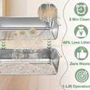 Stainless Steel Sifting Litter Box for Clumping Clay Litter, Extra Large Metal Sifting Litter Pan with Handles, Easy Cleaning-23.6''L x 15.7''W x 6''H